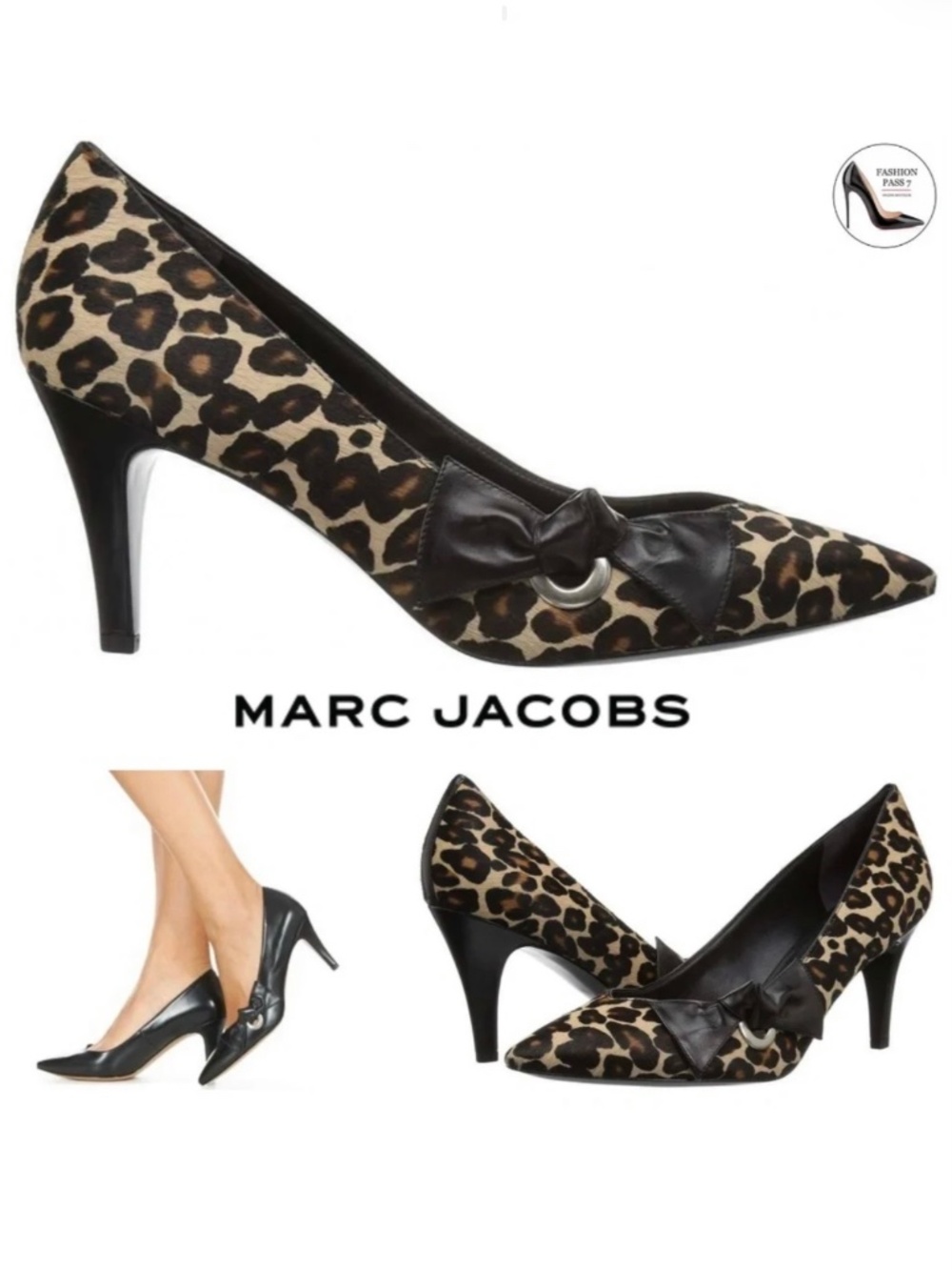 Marc Jacobs Daryl Women's Leather Pointy Toe Pump Leopard Stiletto Heel Shoes 41